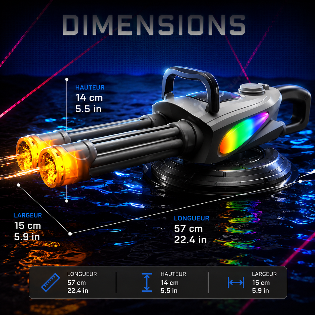 Mini gun Électrique Canon Rotatif & LED