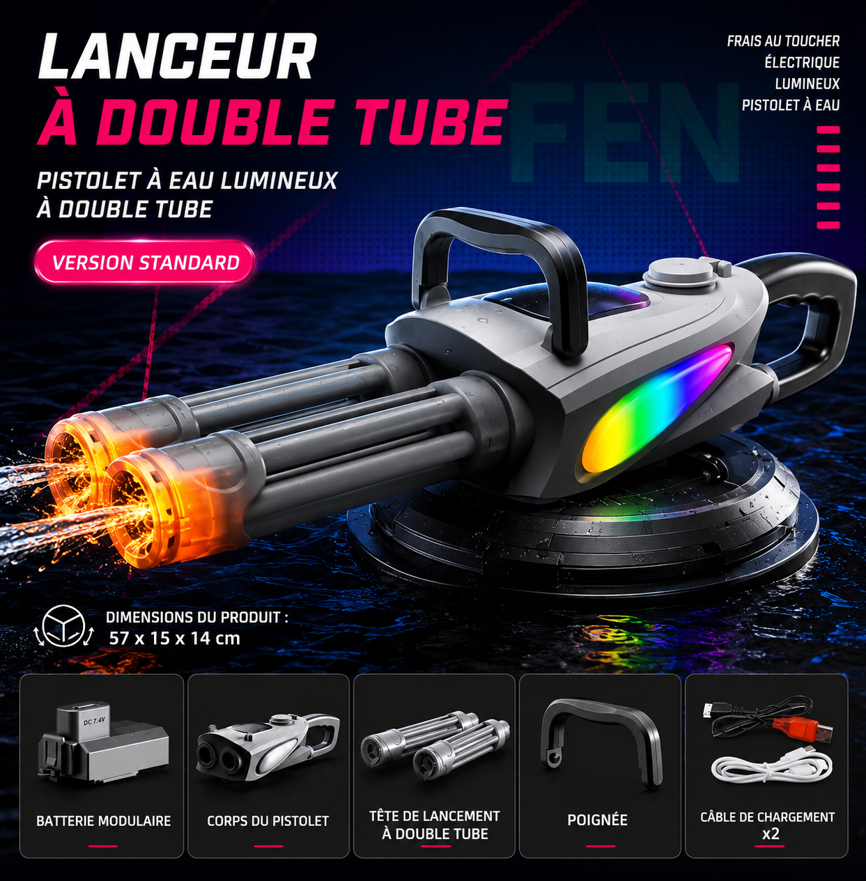 Mini gun Électrique Canon Rotatif & LED